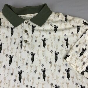 Vintage Consensus Golf Polo Shirt Mens XXL All Over Golfer Print 100% Cotton
